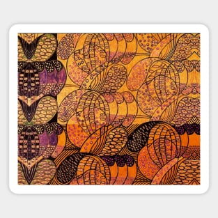 ABSTRACT FLORAL SWIRLS IN GOLD YELLOW ORANGE PURPLE Art Nouveau Magnet